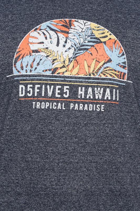 D555 Big & Tall Navy Blue 'Tropical Paradise' Slogan Leaf Print T-Shirt | BadRhino 2