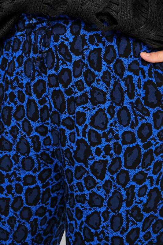 Plus Size Blue Leopard Printed Trousers | Yours Clothing  3