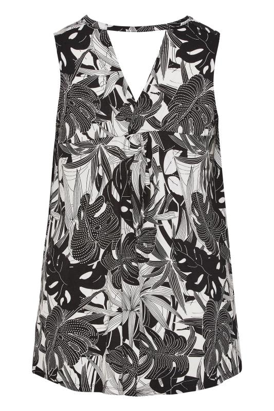 Plus Size Black Tropical Print Cut Out Back Top | Yours Clothing 6