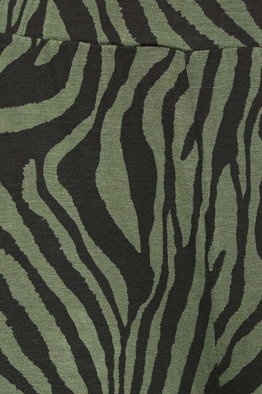 LTS Tall Khaki Green Zebra Print Wide Leg Trousers | Long Tall Sally  4