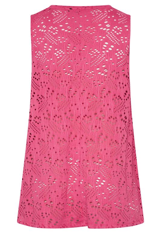 YOURS Curve Plus Size Pink Broderie Swing Vest | Yours Clothing 7