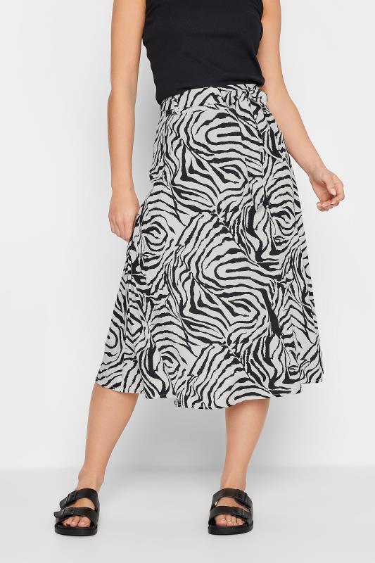 PixieGirl Black Zebra Print Belted Midi Skirt | PixeGirl 1