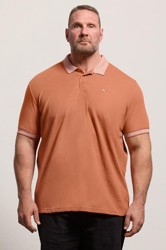  BadRhino Big & Tall Orange Two Tone Waffle Polo Shirt