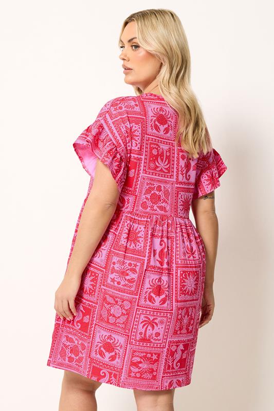 YOURS Plus Size Pink Mixed Shell Tunic Dress | Yours Clothing 2
