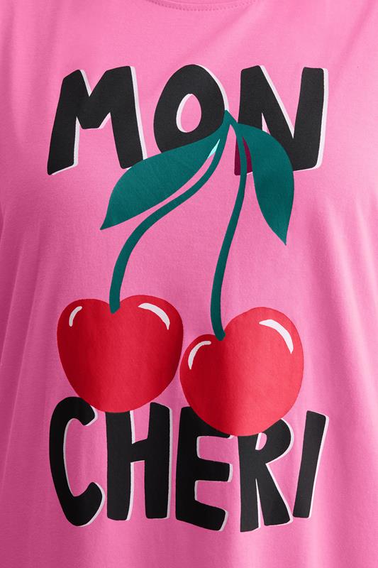 YOURS Plus Size Pink 'Mon Cheri' Sleep Tee Nightdress | Yours Clothing 5