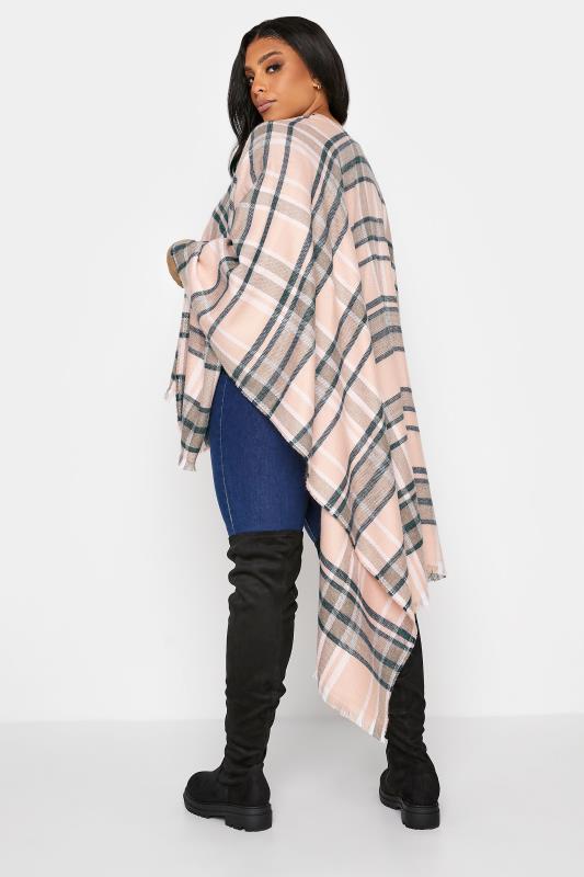 Curve Pink Checked Knitted Wrap Shawl_C.jpg