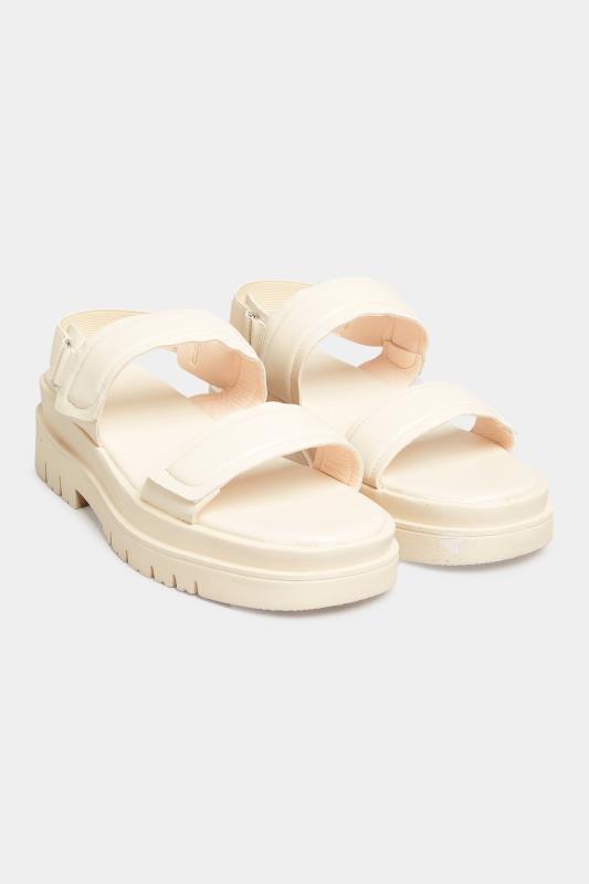 PixieGirl Cream Double Strap Chunky Sandals In Standard D Fit 2