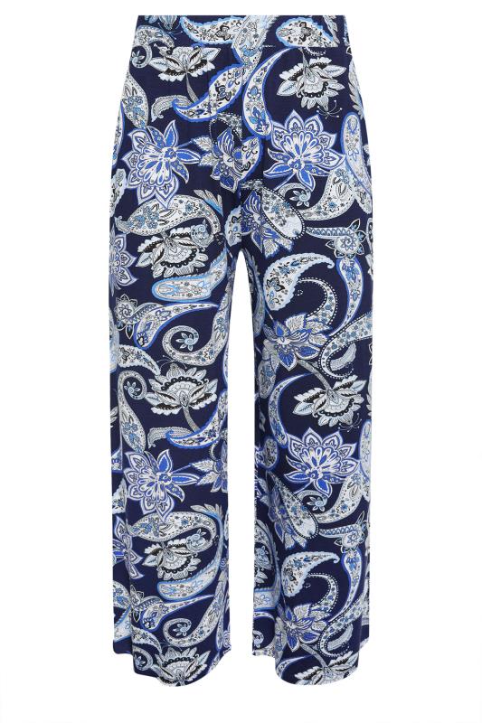 YOURS Plus Size Blue Paisley Print Wide Leg Trouser | Yours Clothing 5