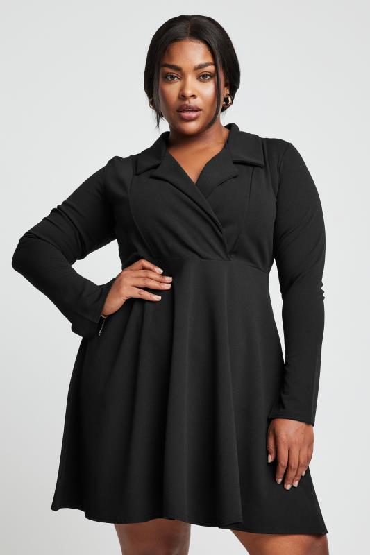 LIMITED COLLECTION Plus Size Black Blazer Style Dress | Yours Clothing 1