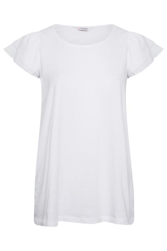 YOURS Plus Size White Frill Sleeve T-Shirt | Yours Clothing 6