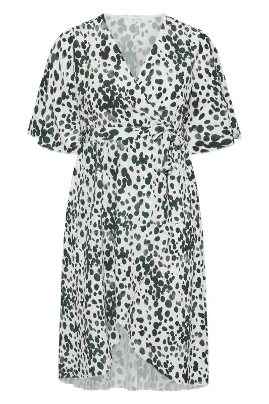 YOURS LONDON Plus Size White Dalmatian Print Wrap Dress | Yours Clothing 6