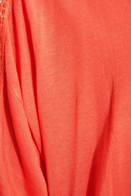 Plus Size Coral Orange Lace Sleeve Kimono Cardigan | Yours Clothing  5
