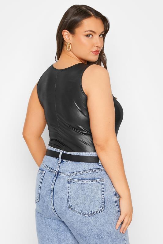 LIMITED COLLECTION Curve Black Leather Look Bodysuit_B.jpg