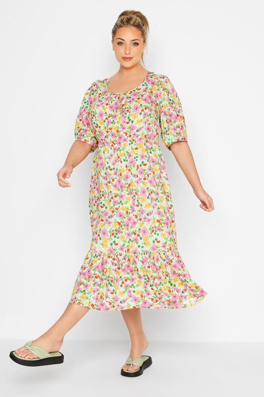 LIMITED COLLECTION Plus Size Mint Green Flora Midaxi Dress | Yours Clothing 2