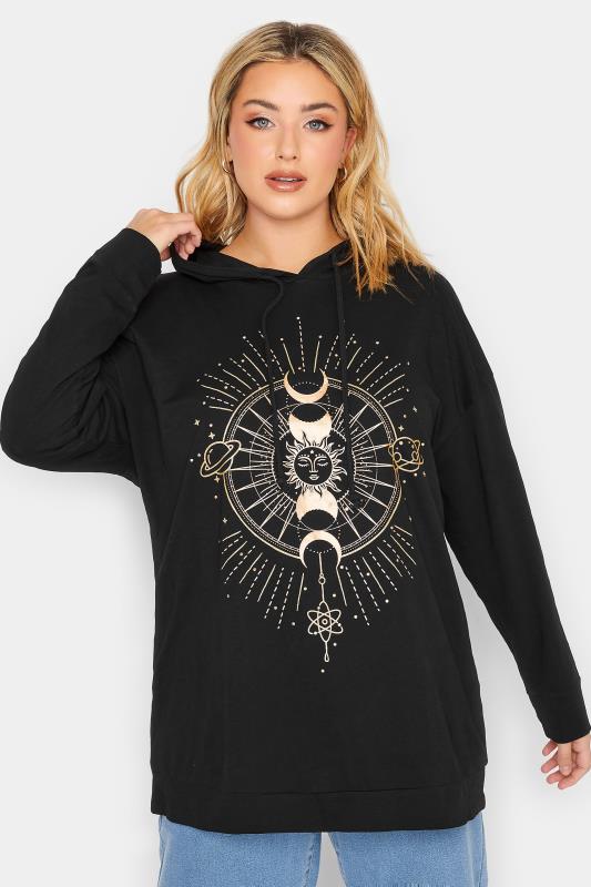 Plus Size  YOURS Curve Black Astrology Printed Hoodie