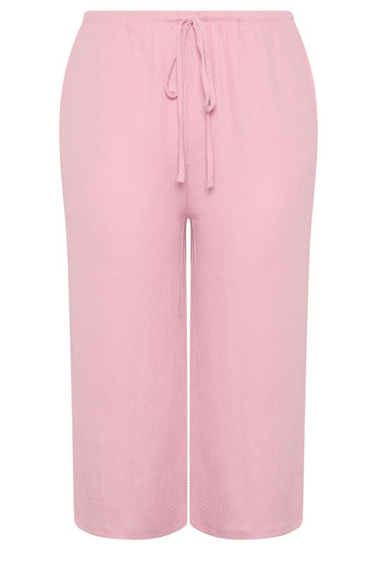 YOURS Plus Size Pink Crinkle Culottes | Yours Clothing 5