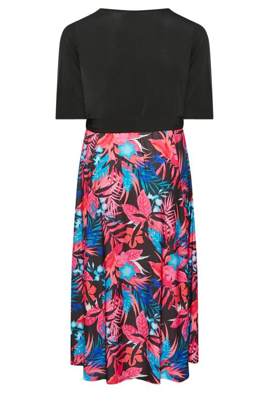 YOURS LONDON Plus Size Black Tropical Print Wrap Dress | Yours Clothing 7