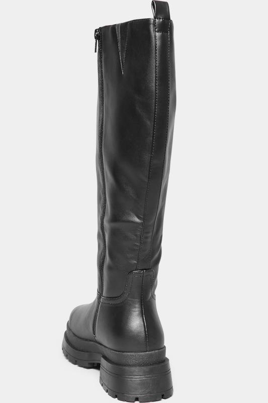 LIMITED COLLECTION Black Faux Leather Pull On Knee High Boots In Extra Wide Fit | Yours Clothing 4