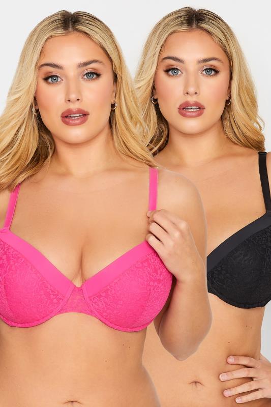 Plus Size YOURS Curve Pink Lace Padded T-Shirt Bra