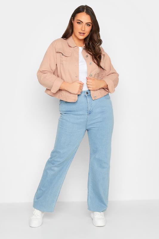 Plus Size Pink Distressed Denim Jacket | Yours Clothing  2