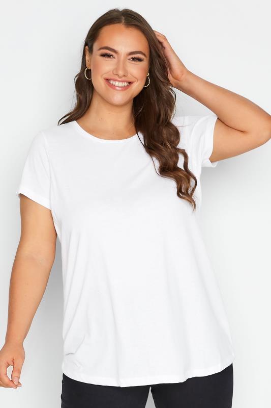 Plus Size White Basic T-Shirt - Petite | Yours Clothing 1