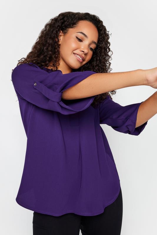 M&Co Purple Statement Button Tab Sleeve Shirt | M&Co 5