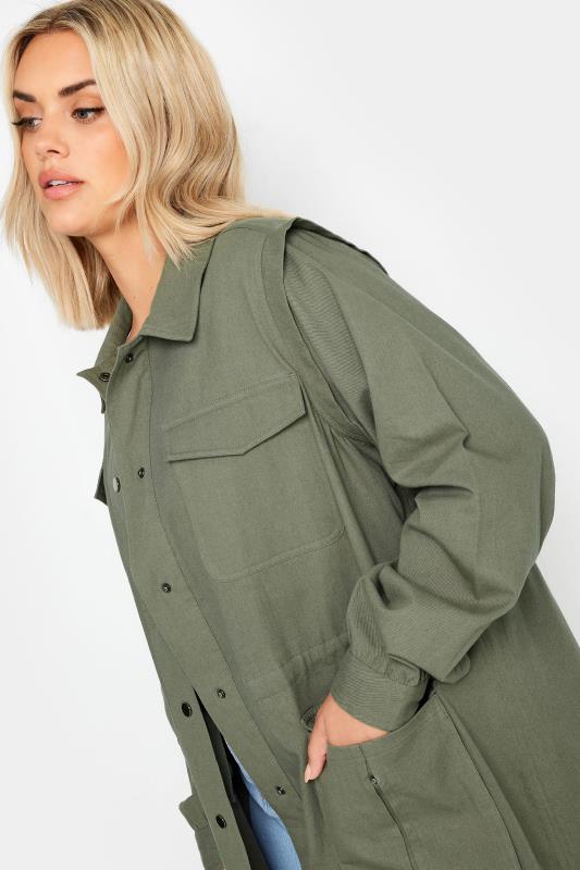 YOURS Plus Size Green Cotton Twill Utility Jacket | Yours Clothing 4