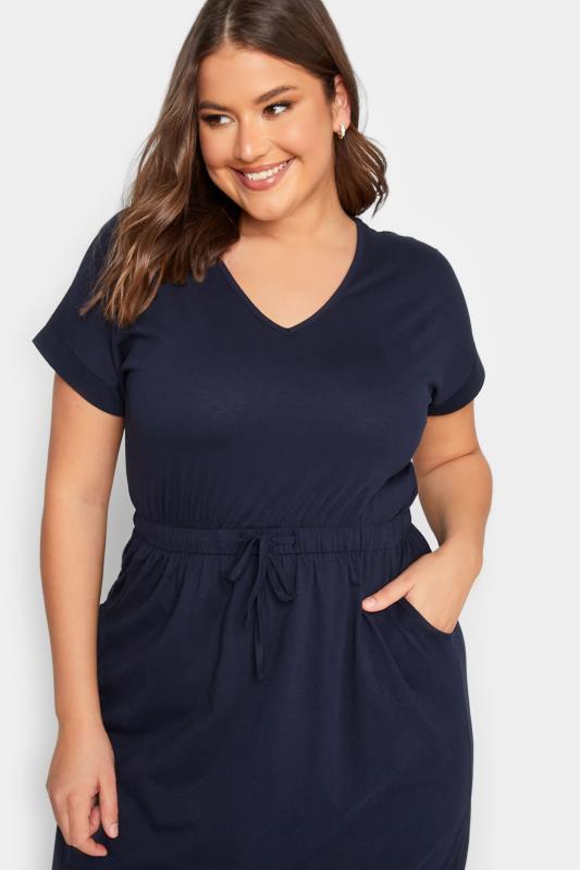 YOURS Plus Size Navy Blue Maxi T-Shirt Dress | 4