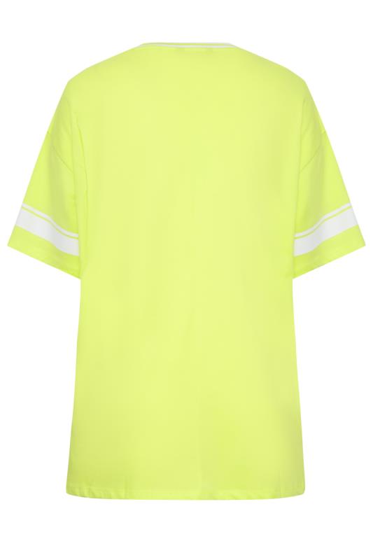 YOURS Curve Plus Size Lime Green 'New York' Slogan Varsity T-Shirt | Yours Clothing  7
