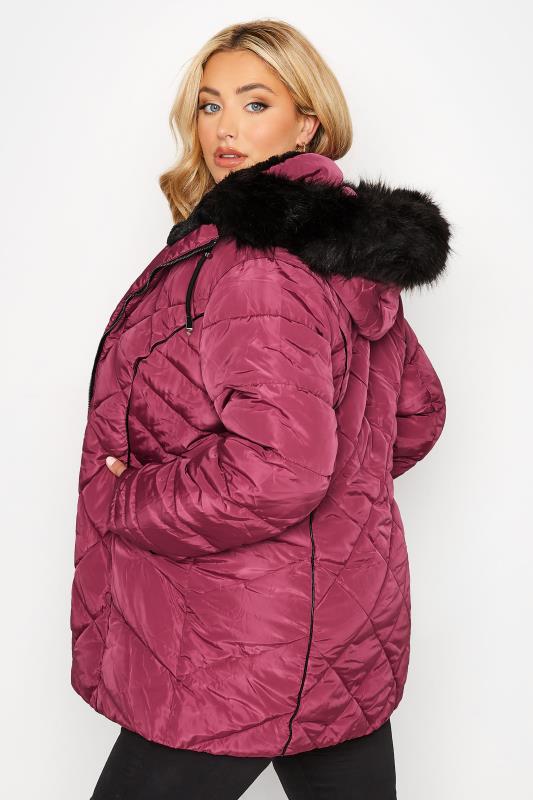 Curve Pink Panelled Puffer Jacket 3
