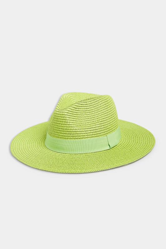 Lime Green Straw Fedora Hat | Yours Clothing  3