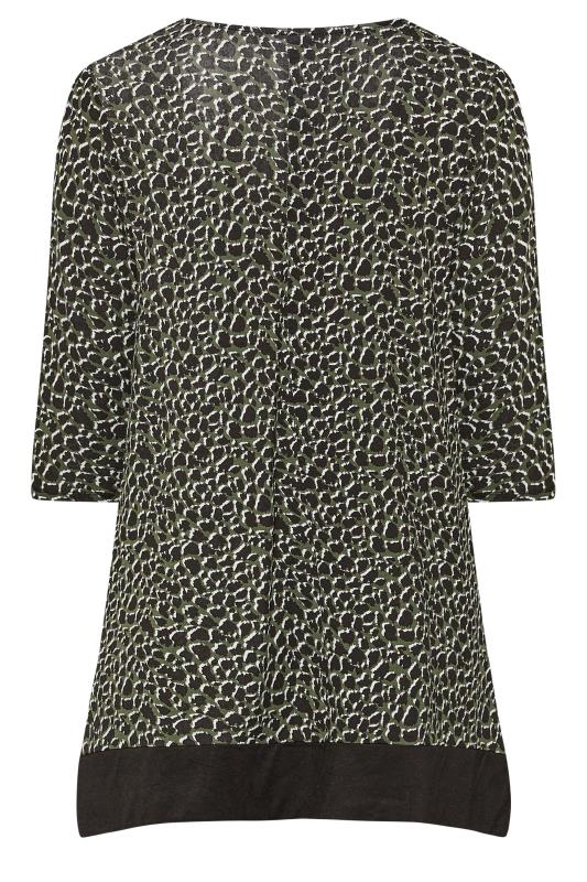 Plus Size Black & Green Leopard Print Tunic Top | Yours Clothing 7