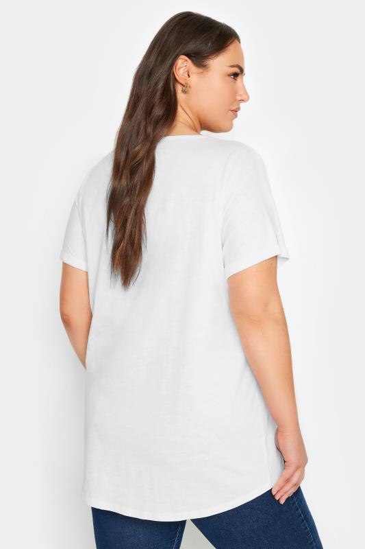 YOURS Curve Plus Size White Henley T-Shirt | Yours Clothing  3