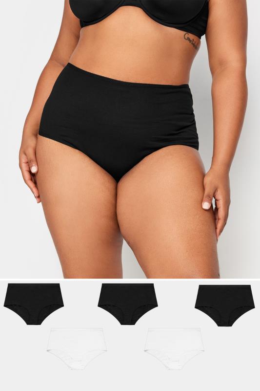  Grande Taille YOURS 5 PACK Curve Black & White Full Briefs