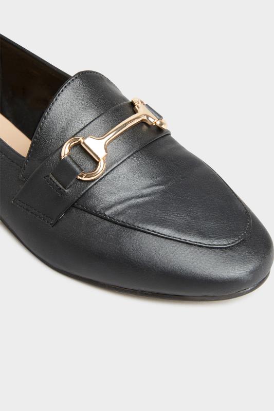 Black Metal Trim Loafer In Extra Wide Fit | Yours Clothing 6