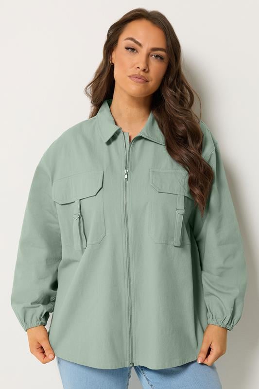 YOURS Plus Size Blue Utility Shacket | Yours Clothing 4