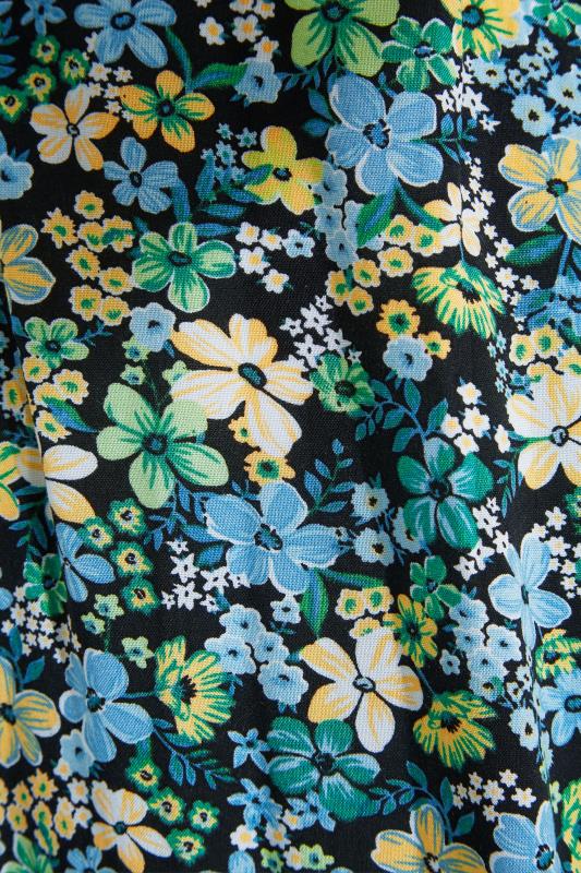 Curve Black & Blue Floral Print Culottes 4