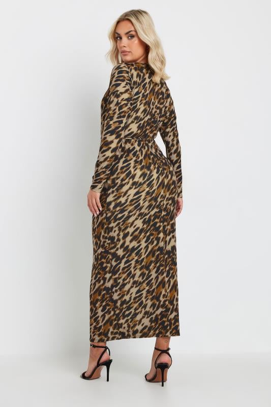 LIMITED COLLECTION Plus Size Brown Leopard Print Square Neck Dress | Yours Clothing 3