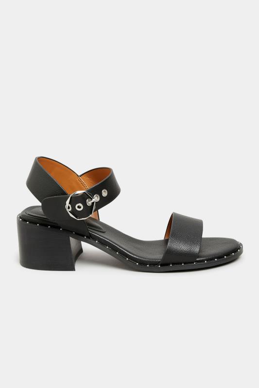 LTS Black Studded Block Heel Sandals In Standard Fit | Long Tall Sally 3