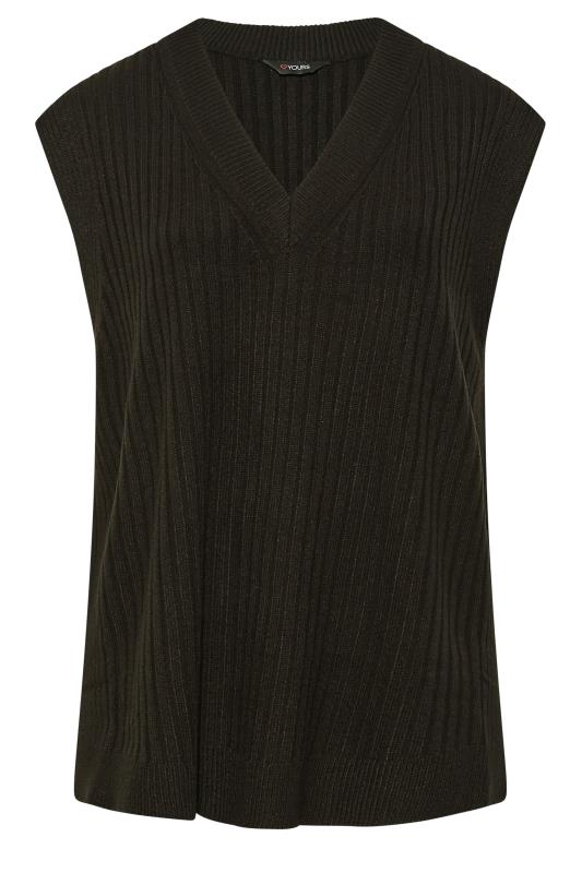 YOURS Plus Size Black Side Split Knitted Vest Top | Yours Clothing 6