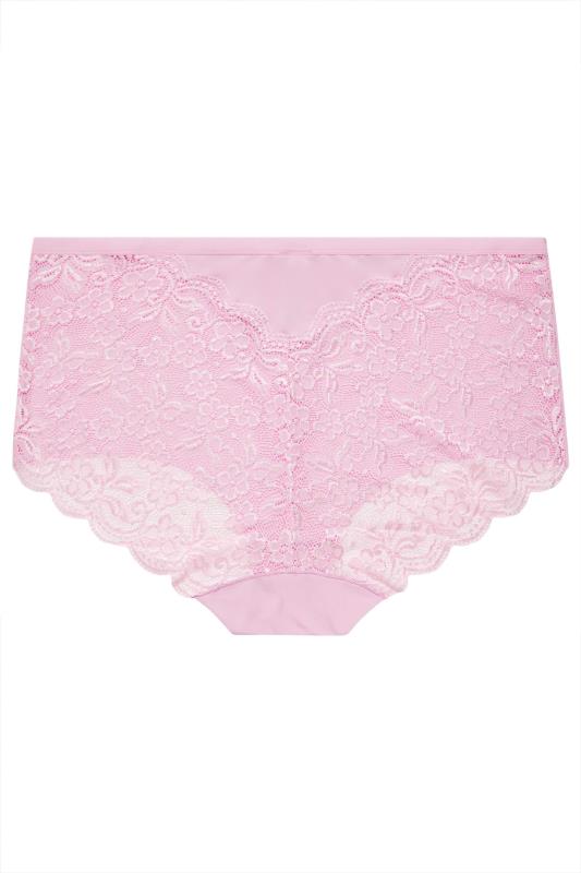 YOURS Plus Size 3 PACK Blue & Pink Lace High Waisted Full Briefs | Yours Clothing 11