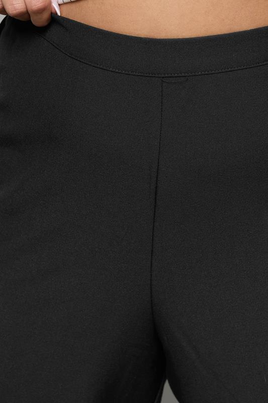Pantalon Noir Femme Coupe Droite - Taille Haute élastique Dos - En Polyester - Pour Travail, Bureau, Décontracté - Cargo Style