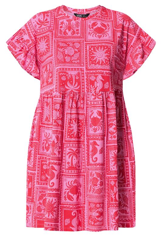 YOURS Plus Size Pink Mixed Shell Tunic Dress | Yours Clothing 5