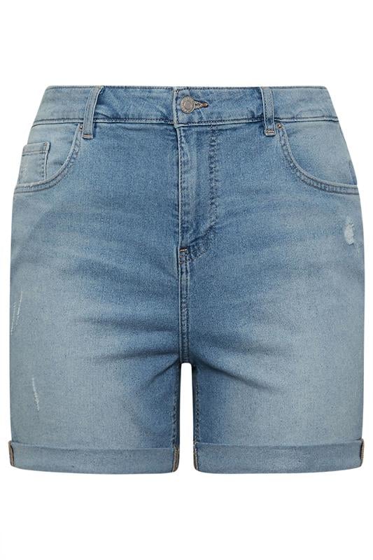 YOURS Plus Size Blue Denim Boyfriend Shorts | Yours Clothing 5