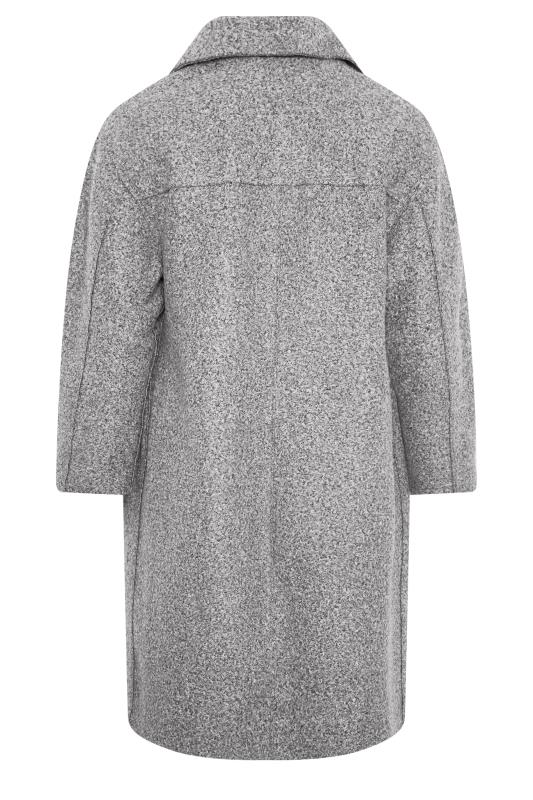YOURS Curve Grey Boucle Biker Coat | Yours Clothing 7