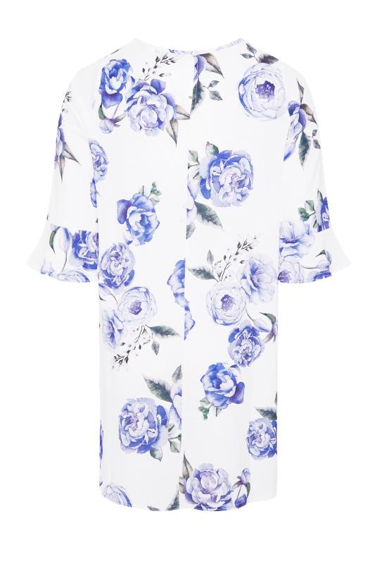 YOURS LONDON Curve White Floral Flute Sleeve Tunic Top 7