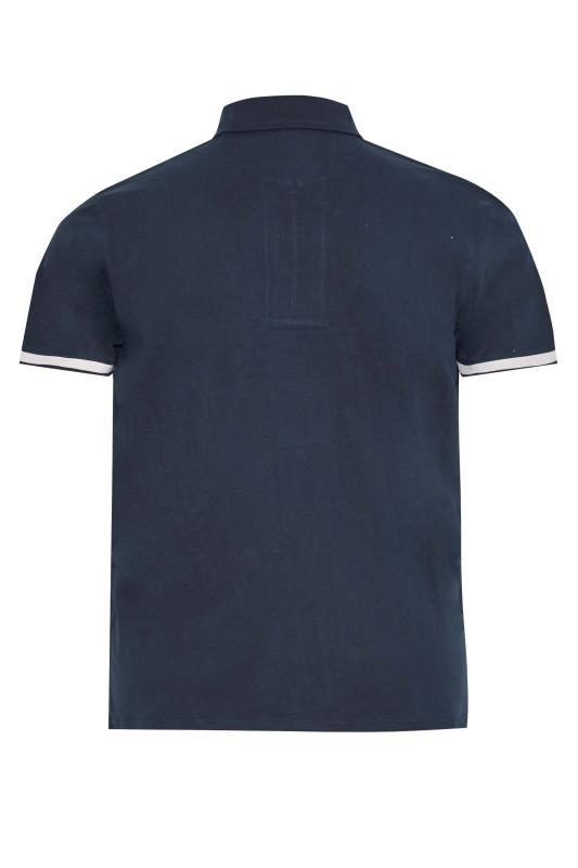 BadRhino Big & Tall Navy Blue Stripe Placket Polo Shirt 2