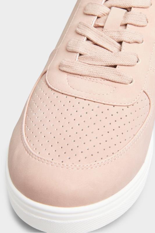Pink Vegan Leather Lace Up Trainers In Extra Wide Fit_D.jpg