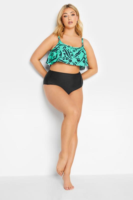 YOURS Curve Plus Size Turquoise Green Animal Print Bikini Top | Yours Clothing 6