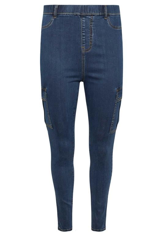 YOURS Plus Size Indigo Blue Cargo Pocket Jeggings Yours Clothing